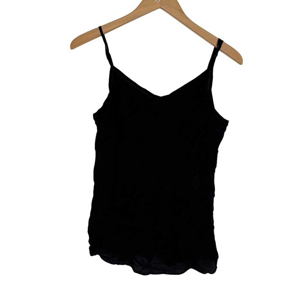 J.Crew Womens Black 100% Silk V-Neck Spaghetti Strap Camisole Tank Top Size M